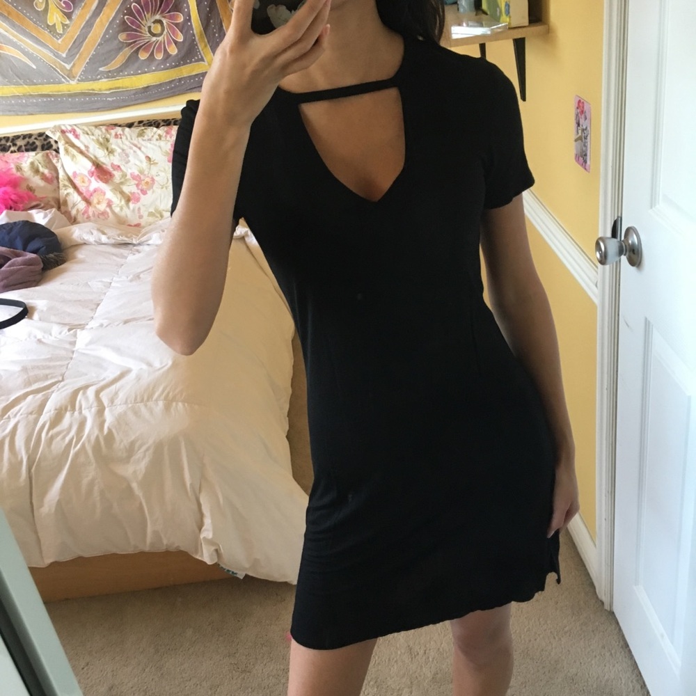 Black V-cut dress